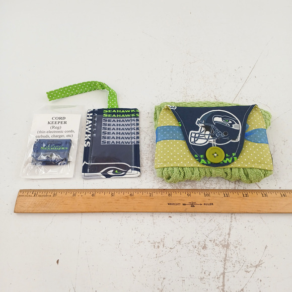 Seattle Seahawks Handmade Accessory Set – Pouch, Cord Keeper, ID Tag NFL - Picture 11 of 13